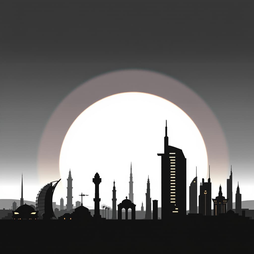 AI generated: Abu Dhabi city skyline silhouette background, vector illustration 
