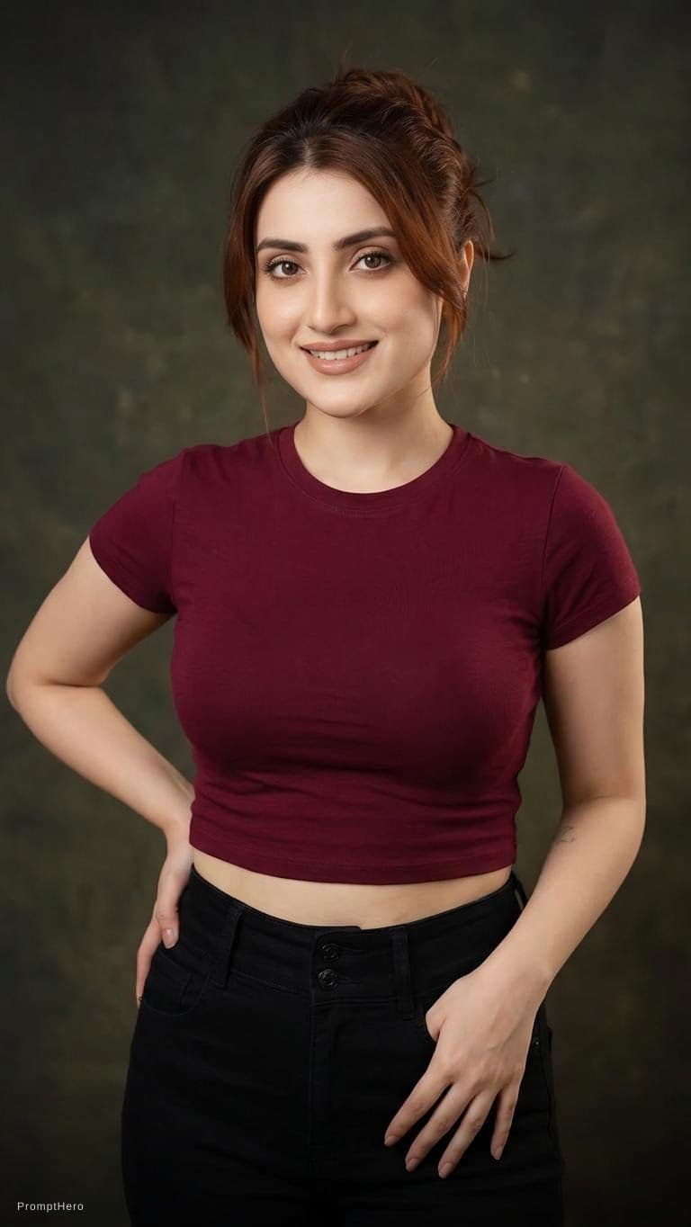 AI generated: An image of a young woman with a medium complexion and chestnut-colored hair styled in a casual updo...