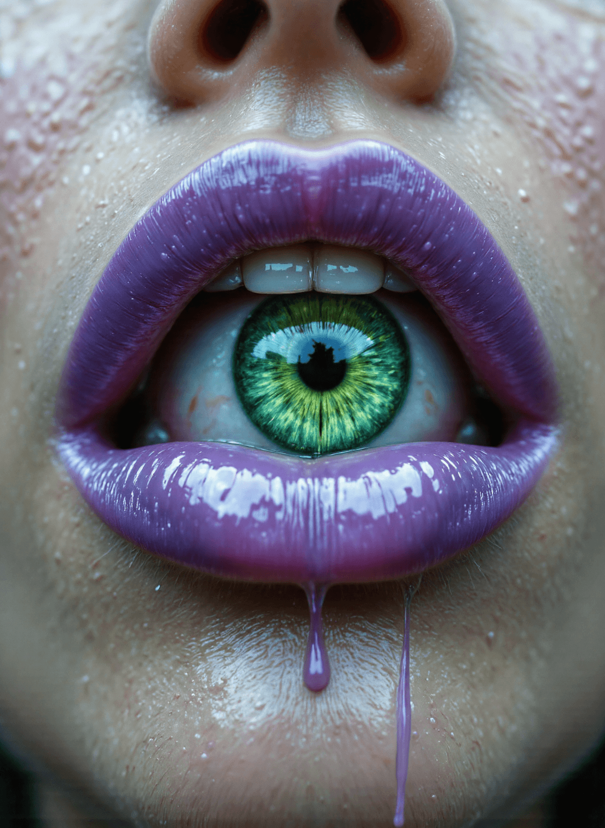 AI generated: The image depicts a highly stylized and surreal representation of human lips with an exaggeratedly l...
