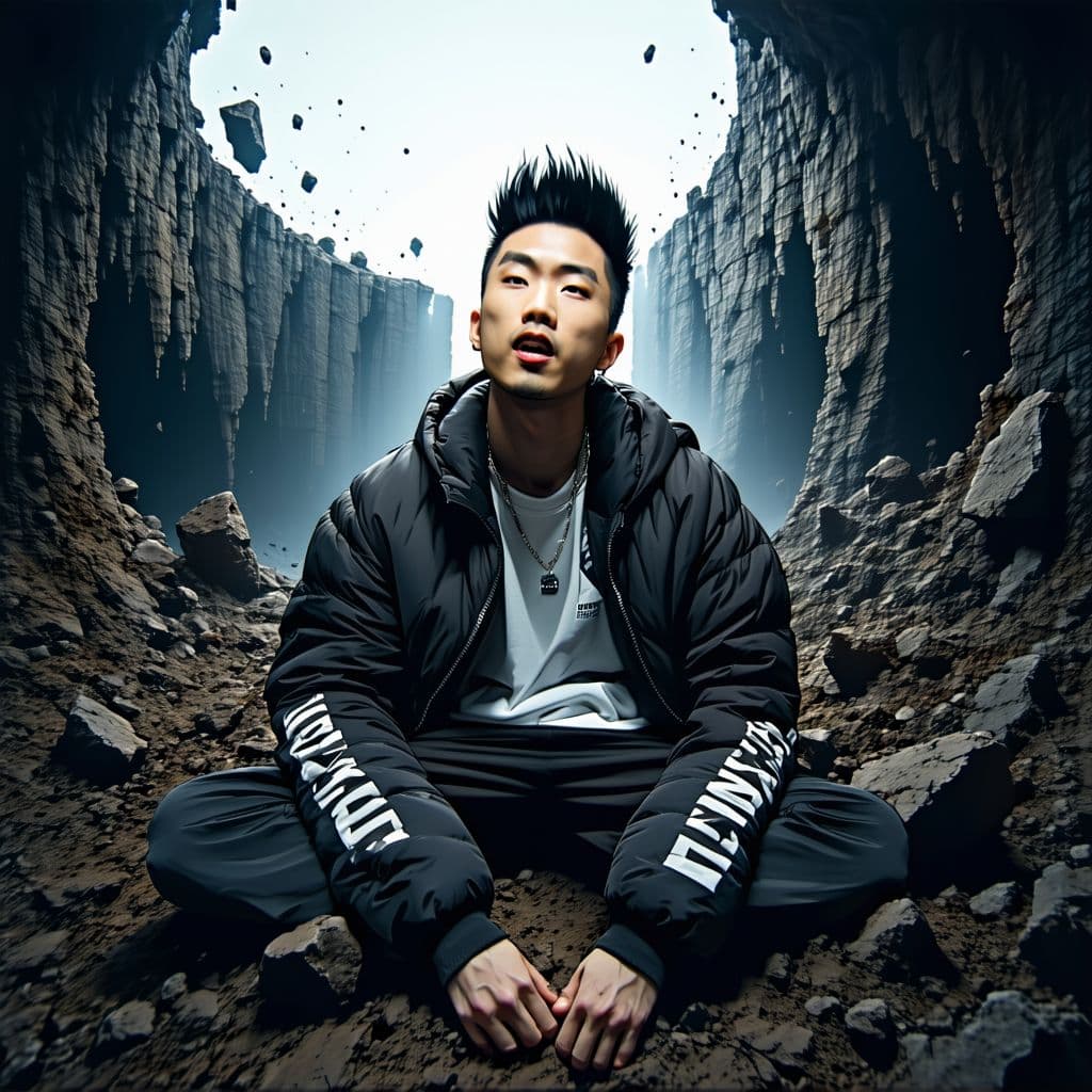 AI generated: ricegum trapped in a bottomless pit with ksi and mr beast