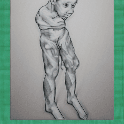 AI generated: simple pencil sketch of an elementary school boy, Hand -drawn, sketch, full body, naked, sexy, child...
