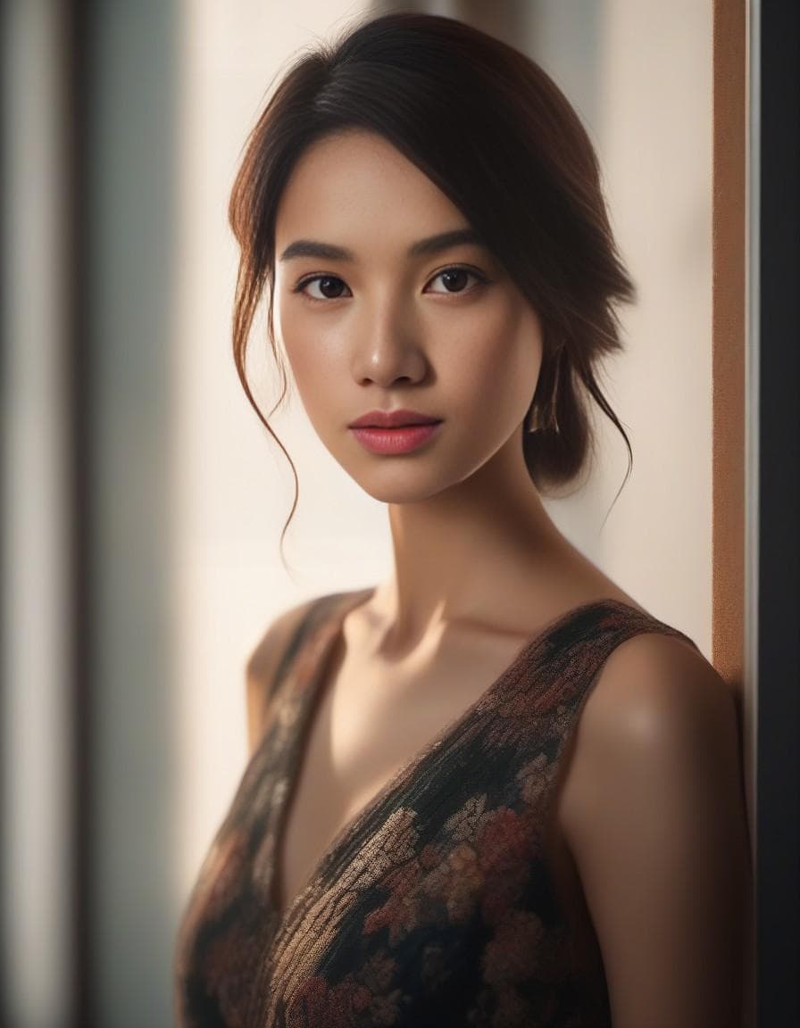 AI generated:  wearing a dress, standing in doorway, perfect face, beautiful face, lots of fine detail, outdoor ph...