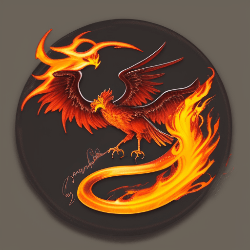 AI generated: signature logo for a cloths compnay named 'phoenix with fire commercials'