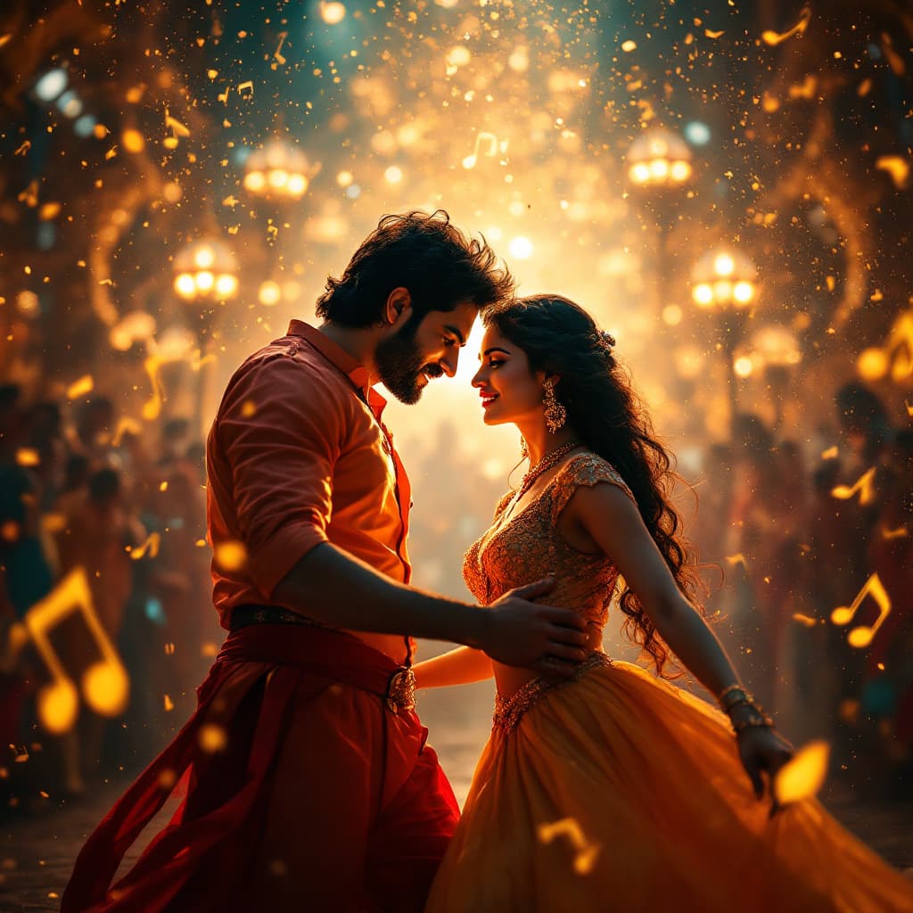 AI generated: Capture the dynamic and colorful essence of Bollywood, featuring a diverse range of films every Indi...