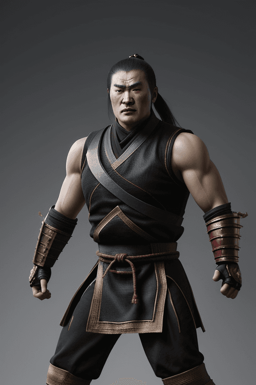 AI generated: mortal kombat themed brutal ancient mongol warrior in anime style