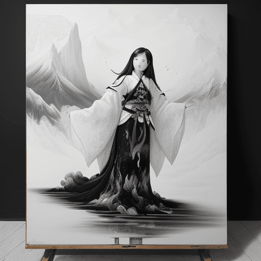 AI generated: An Gyeon's dream painting in black and white