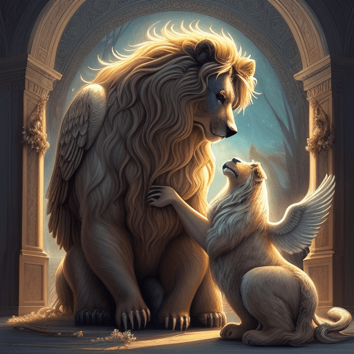 AI generated: Illustration in the enchanting style of Martina Terzi: A wondrous scene unfolds, depicting a majesti...