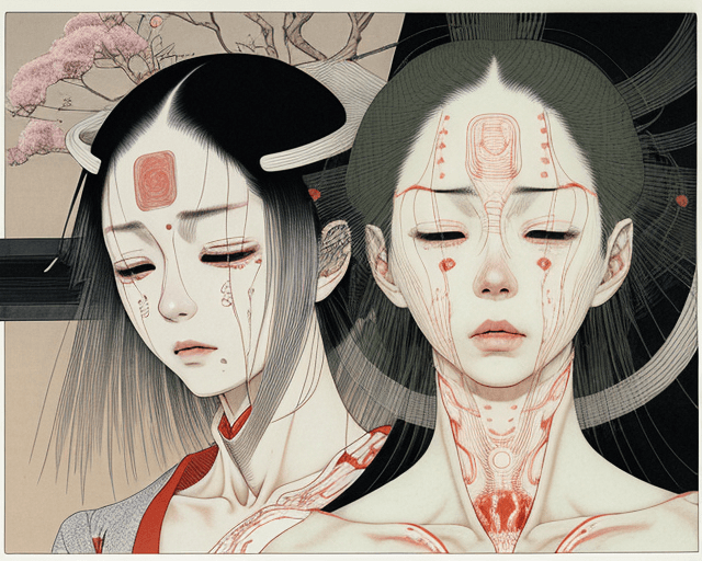AI generated: Woman crying, artwork by Takato Yamamoto and Chika Yamada, very detailed, realistic anatomy, futuris...