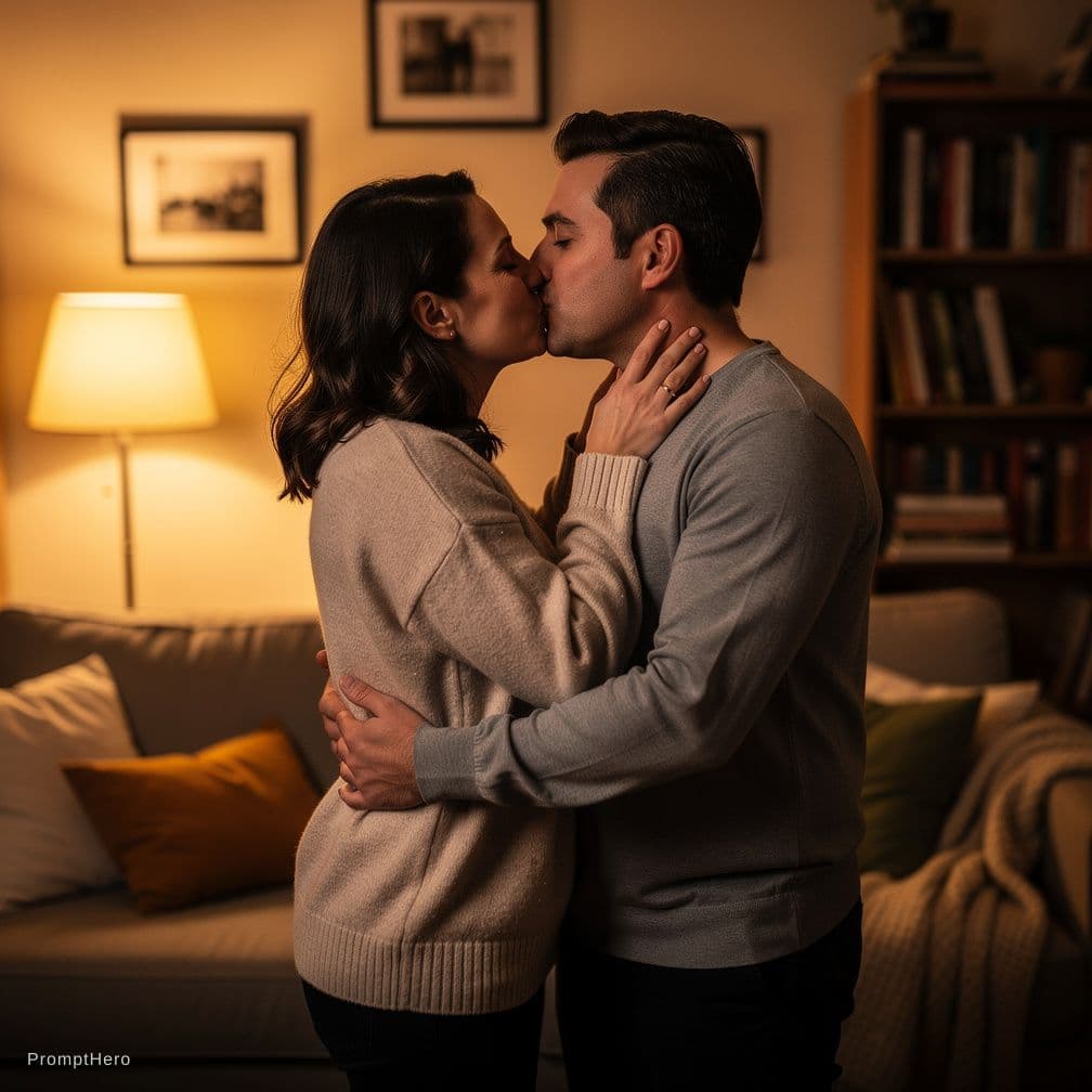 AI generated: Kissing each other hot in bed