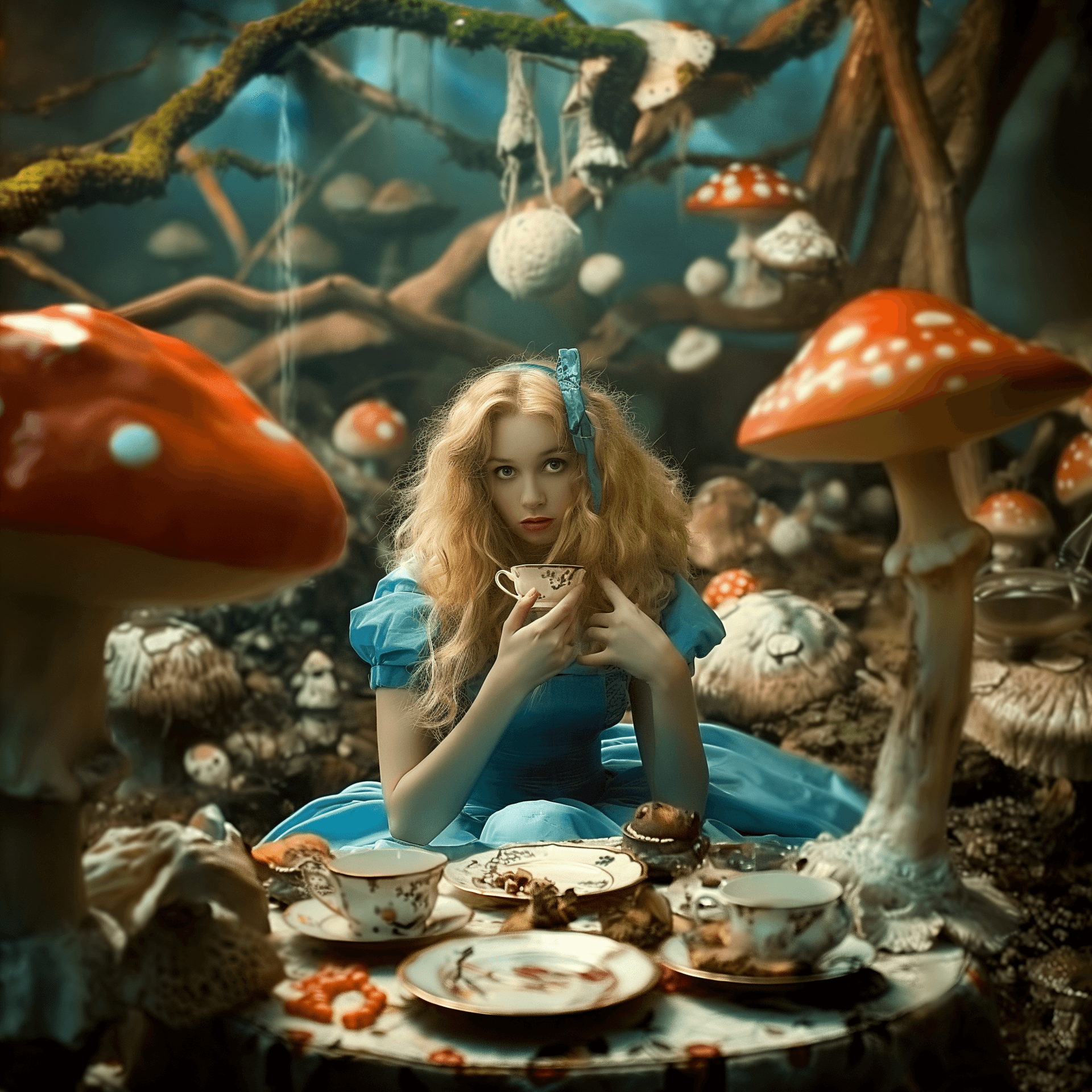 AI generated: Alice in Wonderland through artistic lens
