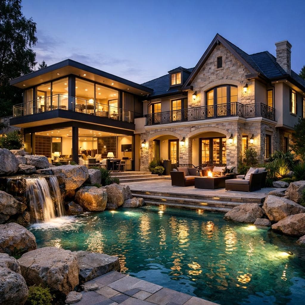 AI generated: mdjrny-v4 style,  Photography with high resolution architecture design photography of a luxury moder...