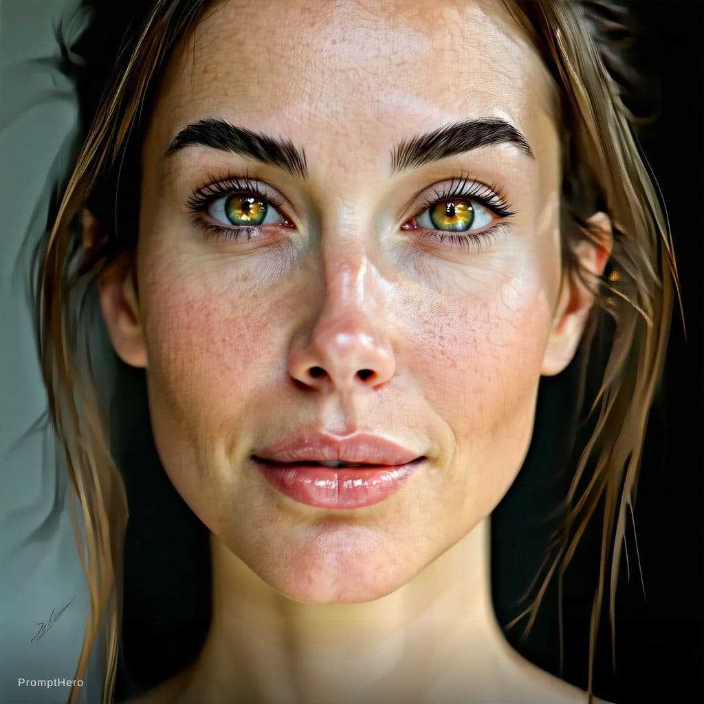 AI generated: {
  "subject": {
    "type": "adult woman",
    "age": "mid-20s",
    "face": {
      "shape": "soft...