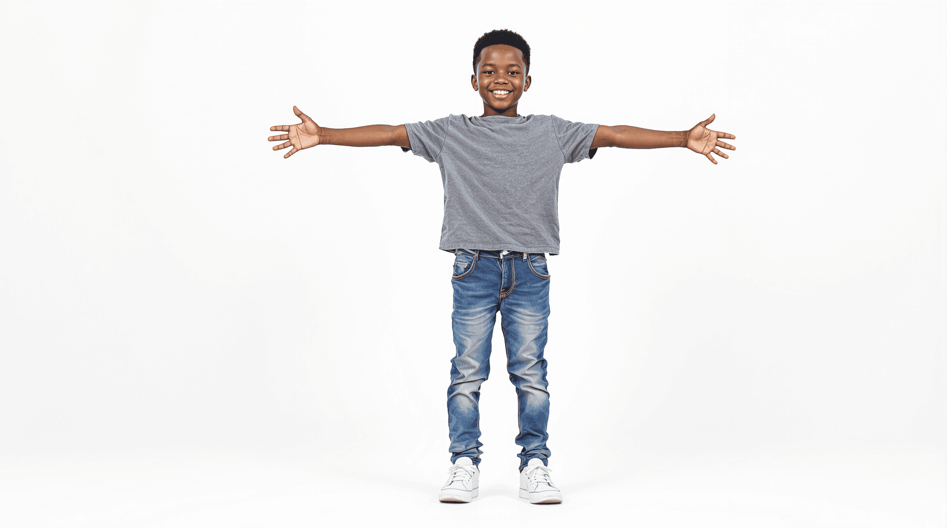 AI generated: A realistic 4D full-length photograph of an 5 year old Nigerian boy, dark brown skin, realistic natu...