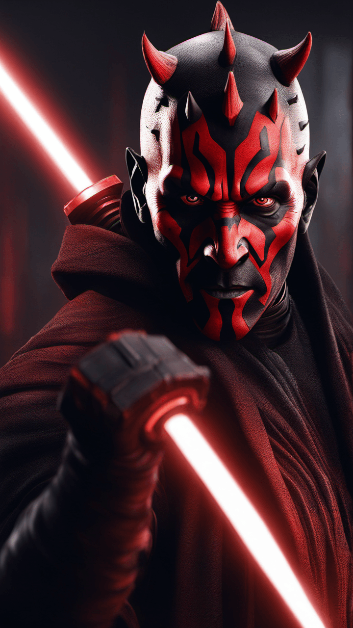 AI generated: darth maul, cinematographic, highly detailed, looks real, 8k, star wars