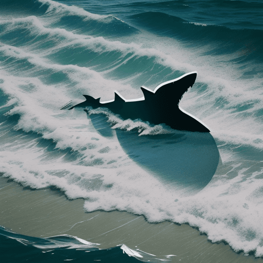 AI generated: The letters B E N in the shape of a shark silhouette