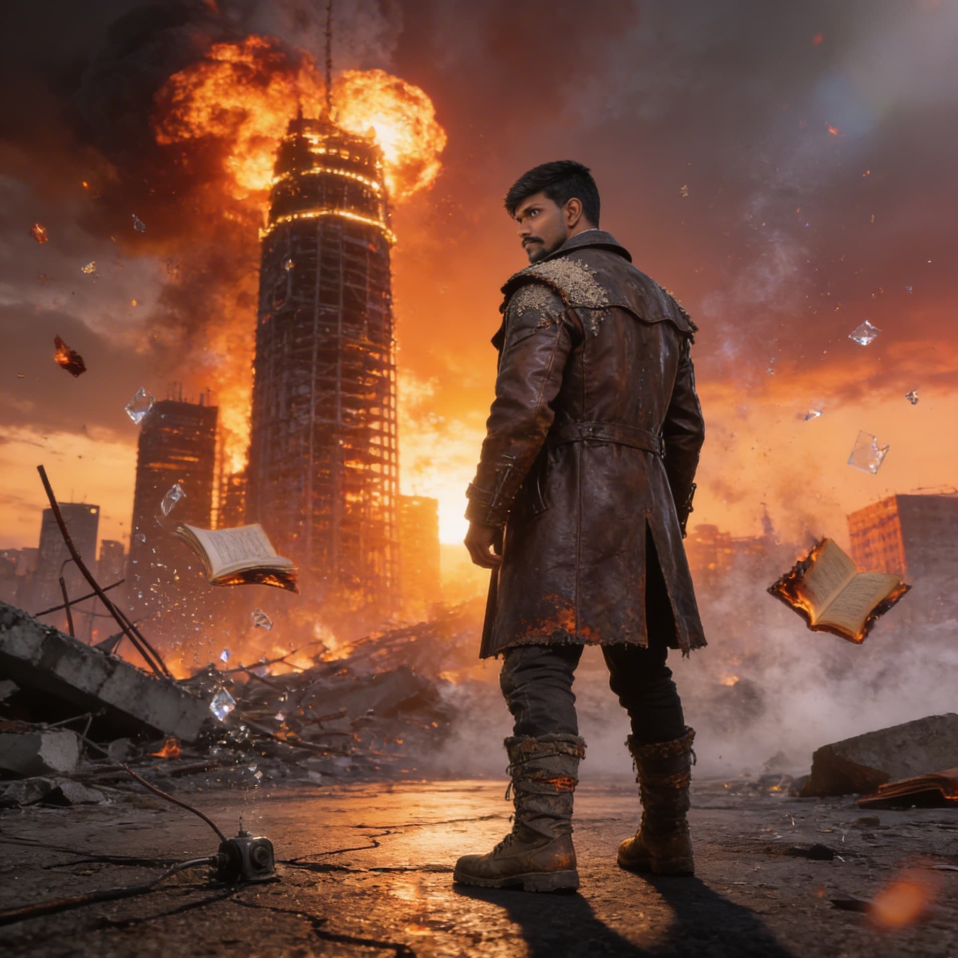 AI generated: Hyper-realistic cinematic movie poster, 8K resolution, shot on IMAX 70mm film. Post-apocalyptic metr...
