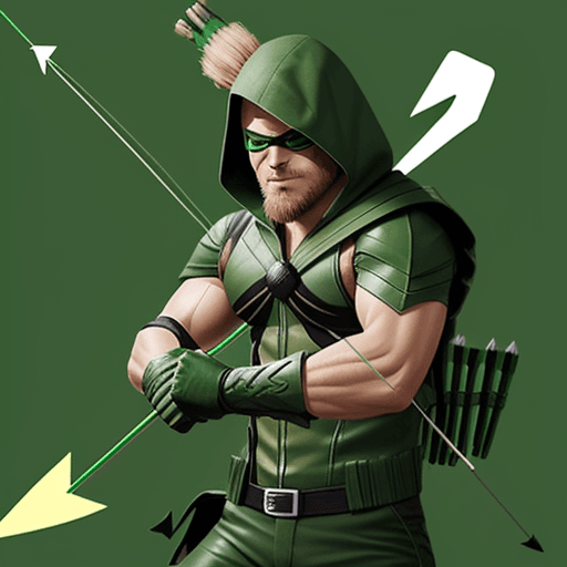 AI generated: a mascot of green arrow with apex arrow as font 
