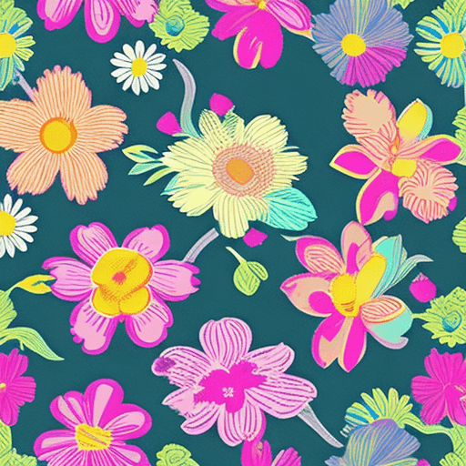 AI generated: Aesthetic Flowers :: retro design pattern :: multi-color :: simple --ar 2:3 --quality 2  --s 750