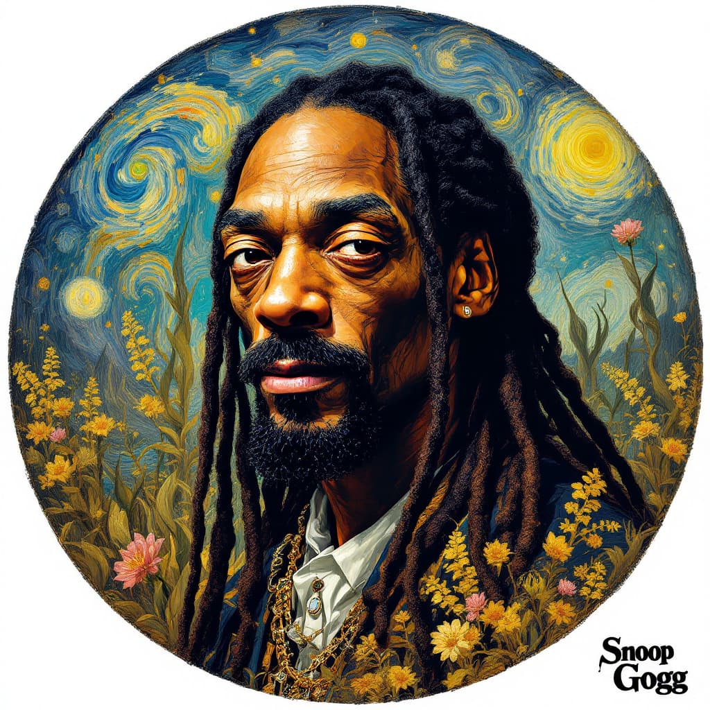 AI generated: [van gogh | Snoop Dogg] of van gogh himself, black dreadlocks