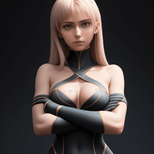 AI generated: corneo_covering_breasts_arms_crossed