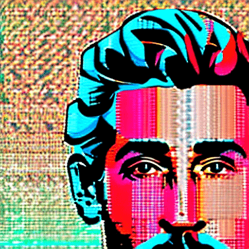 AI generated:  portrait illustration of jake gyllenhaal, blue and red color, stylized