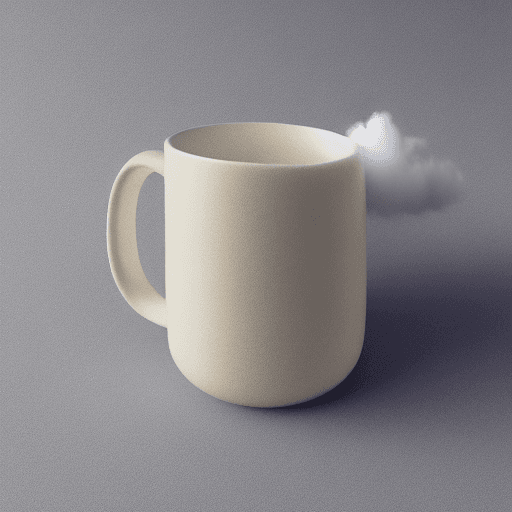 AI generated: cream color palette mug designed by kanye west and jacquemus, elegant, luxury, fluffy blue cloud sha...