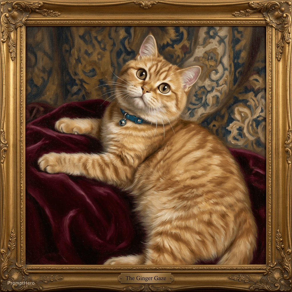 AI generated: Change this cat body that looks like a ginger tabby cat named Hosico but maintain her overall look p...