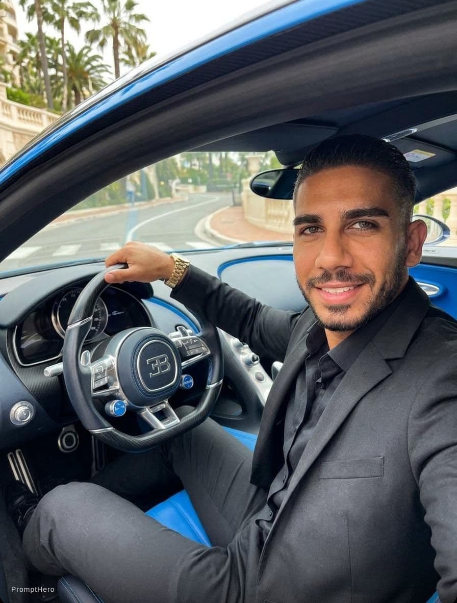 AI generated: selfie in the car bugati 