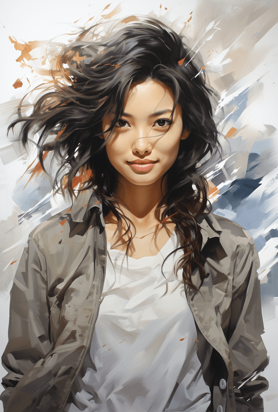 AI generated: an asian woman smiling smiling at the camera, in the style of oshare kei, precise detailing, light g...