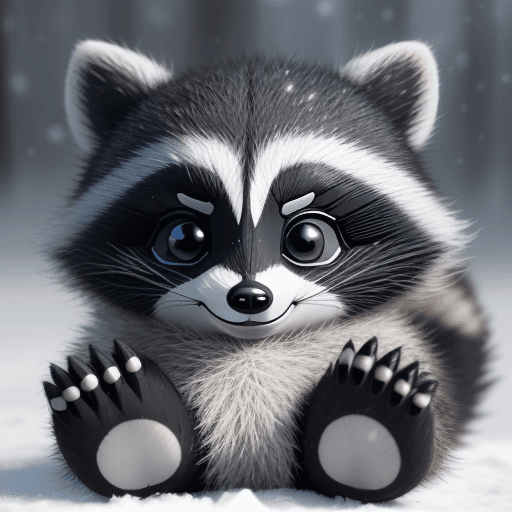 AI generated: front face image of happy racoon stuffed toy, black and shiny eyes, vivid and natural, a toy very si...