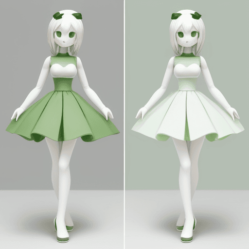 AI generated: Simple, figure, green, white, gray, cute, service, likeable, sweet, retail, succes, online