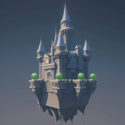 AI generated: 3d render of a floating futuristic castle in a clear sky, digital art