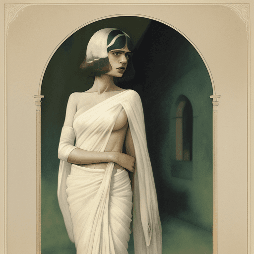 AI generated: woman in white saree is a great vintage shot, in the style of katia chausheva, raphael kirchner, pho...
