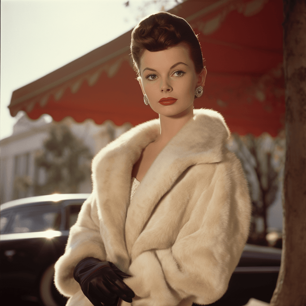 AI generated: high fashion, vogue , 1957, ray tracing, perfect yes, Kodak portra 800, f1. 8, golden hour