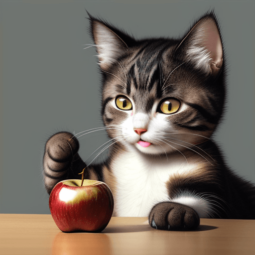 AI generated: cat eating apple