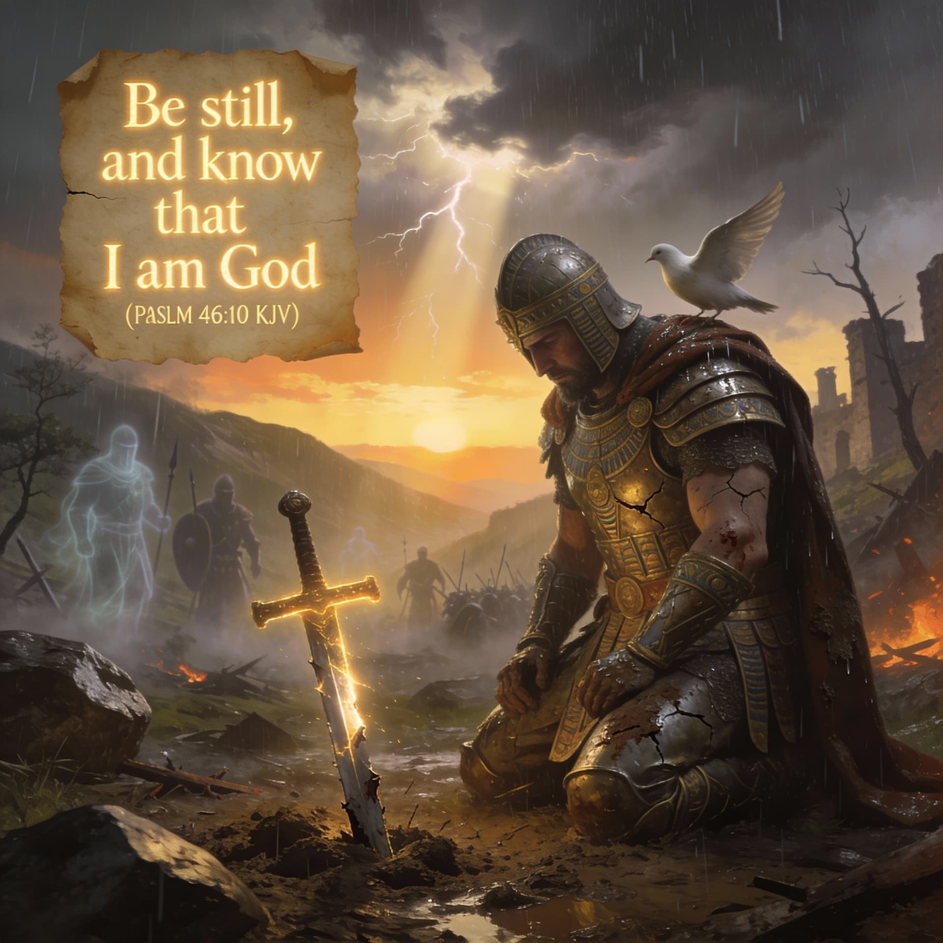 AI generated: **powerful warrior, visually rich** King James Bible verse tailored for, optimized to generate a **s...