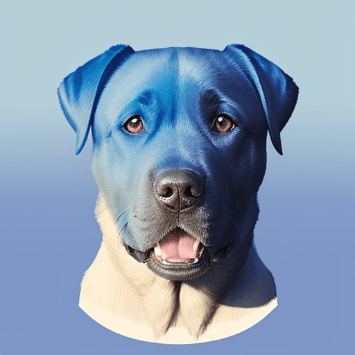 AI generated: A simplified illustration of a Labrador dog head in a blue gradient, viewed from a direct and fronta...