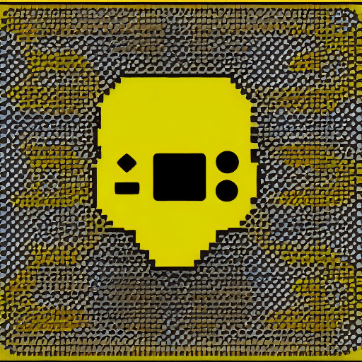 AI generated: logo about gaming and technology, yellow background, pixel art