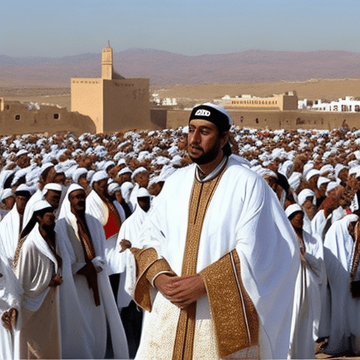 AI generated: At the forefront of this scene stands a noble figure, a man representing solidarity and support. He ...