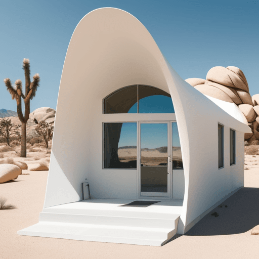 AI generated: Santiago Calatrava inspired small house in Joshua Tree National Park