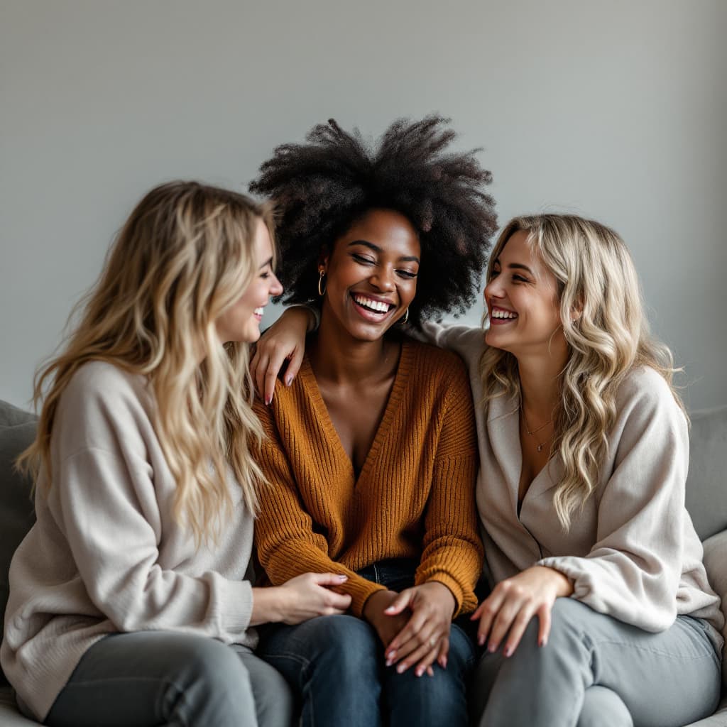 AI generated: Hyper realistic photograph of three women,a blonde norwegian named sarah with distince norwegian fea...