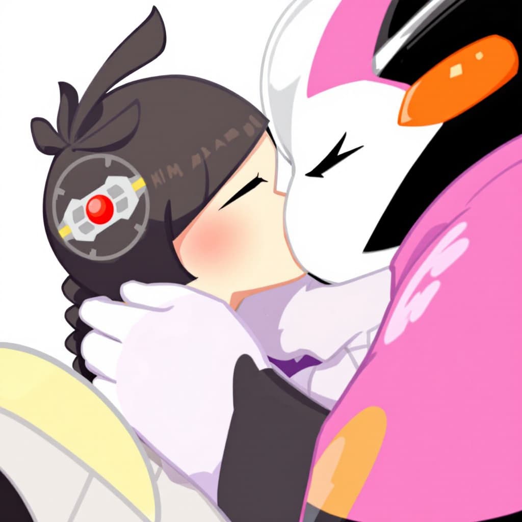 AI generated: Crie uma imagem da gogo tomago e do hiro hamada de operacao big hero 6, se beijando na boca!