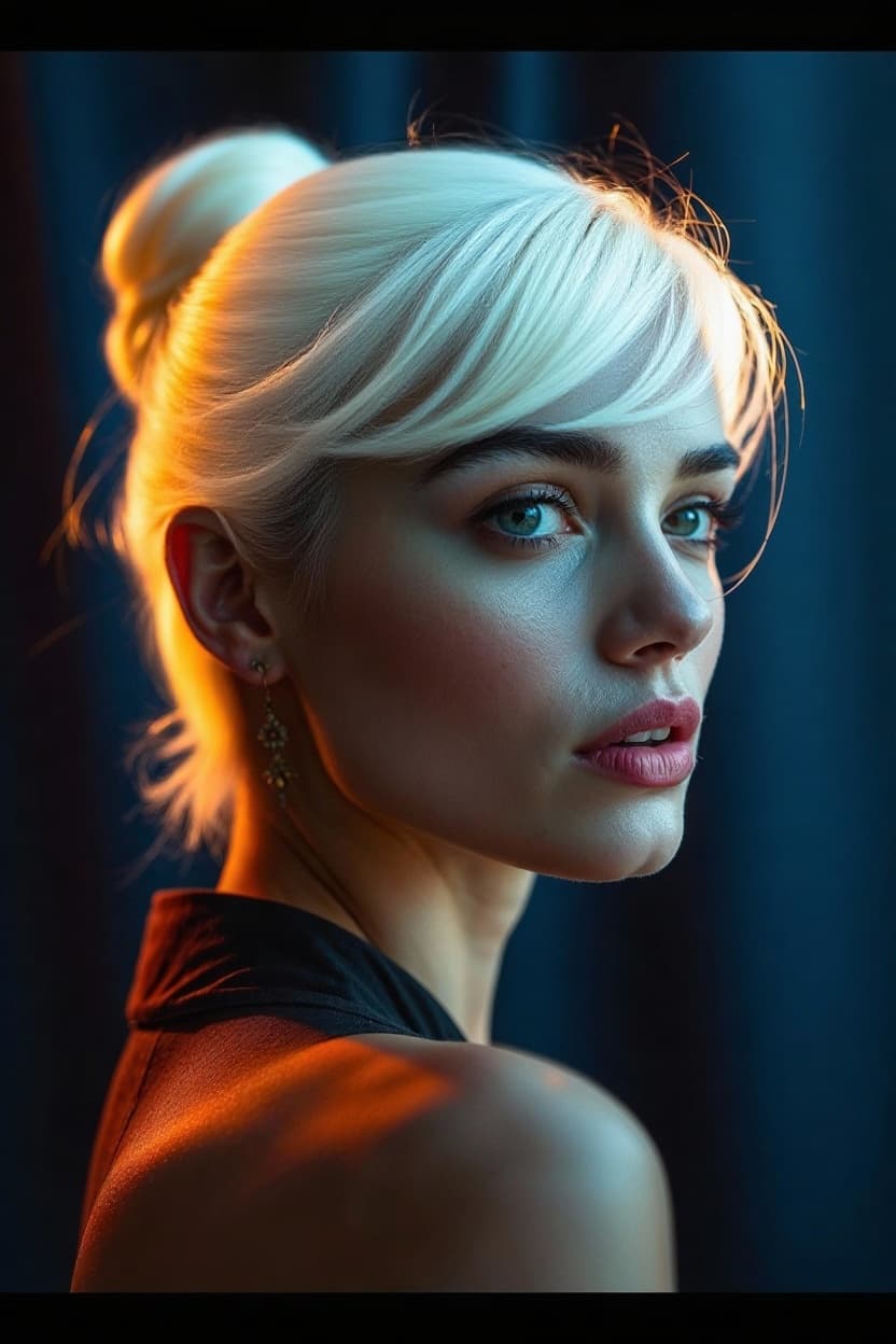 AI generated: Fine art photography, dramatic cinematic style, soft pastel colours, Rembrandt lighting, close-up po...