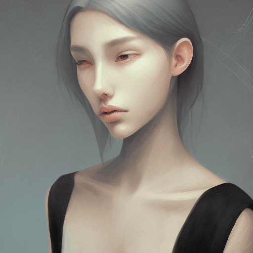 AI generated: blurry image of a girl, in the style of minimalist beauty, androgynous, light black, mote kei, seren...