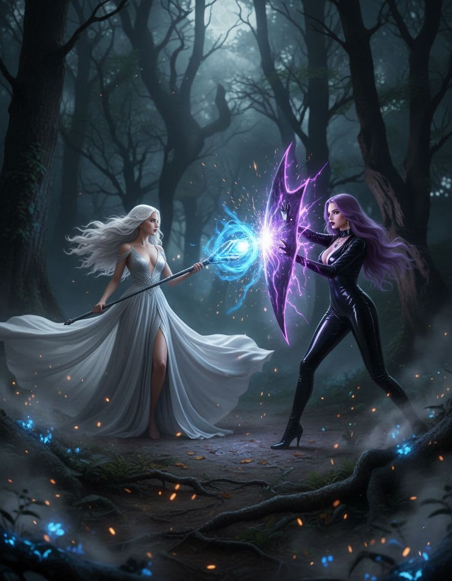 AI generated: duel in forest