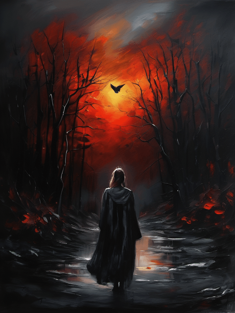 AI generated: Hello darkness, my old friend, I've come to talk to you again, heart-wrenching composition, digital ...