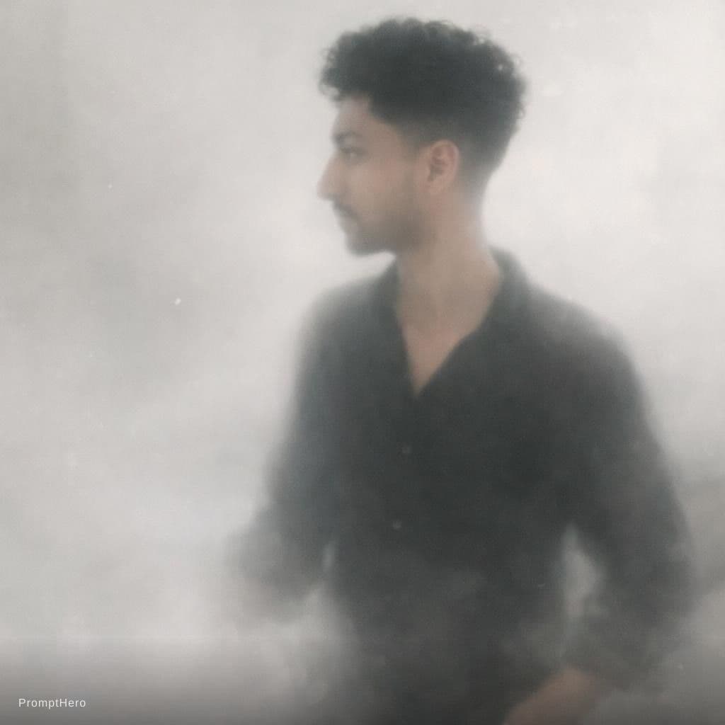 AI generated: blurry image of a Boy , in the style of minimalist beauty, androgynous, light black, mote kei, seren...