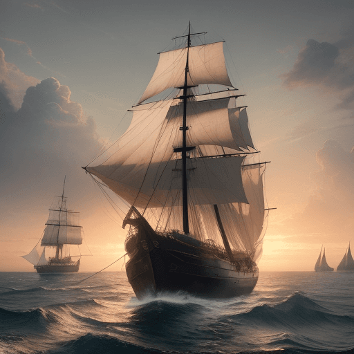 AI generated: Photo of a ultra realistic sailing ship, dramatic light, pale sunrise, cinematic lighting, battered,...