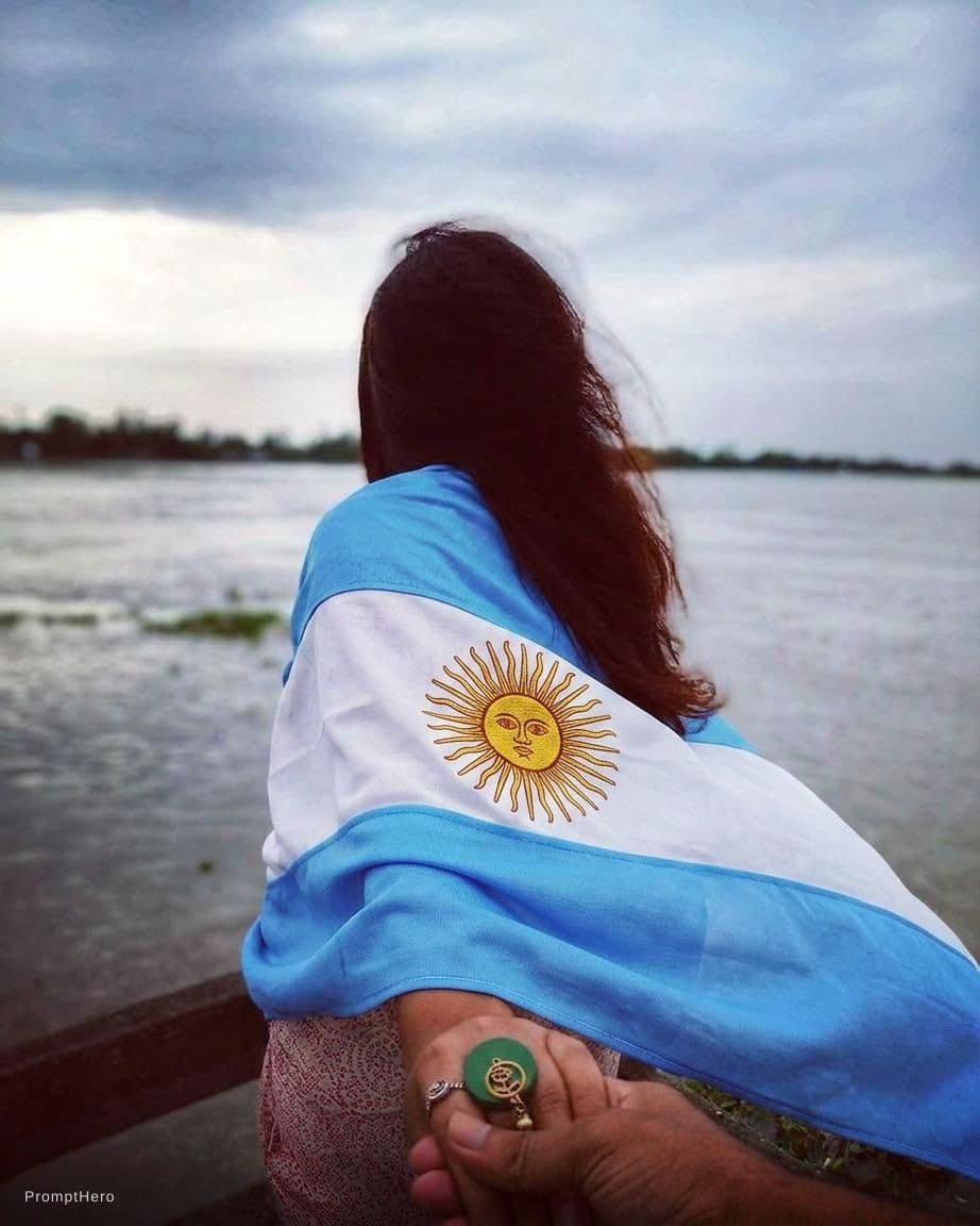 AI generated: woman in front of argentina flag