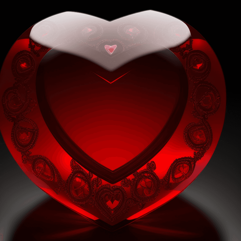 AI generated: Photo of a red heart made of glass, Rim Lighting, masterpiece, best quality, intricate details